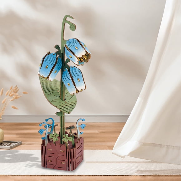 Zenithome Casse-Tête de Fleurs en Bois 3D, Blocs de Construction Floraux Bricolage, Kit de Modèle de Lys Marguerite Tournesol Rose pour Déco de Bureau à Domicile