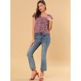 thumbnail image 3 of INSPIRE CHIC Women's Chiffon Square Neckline Ruffle Sleeve Floral Top, 3 of 6