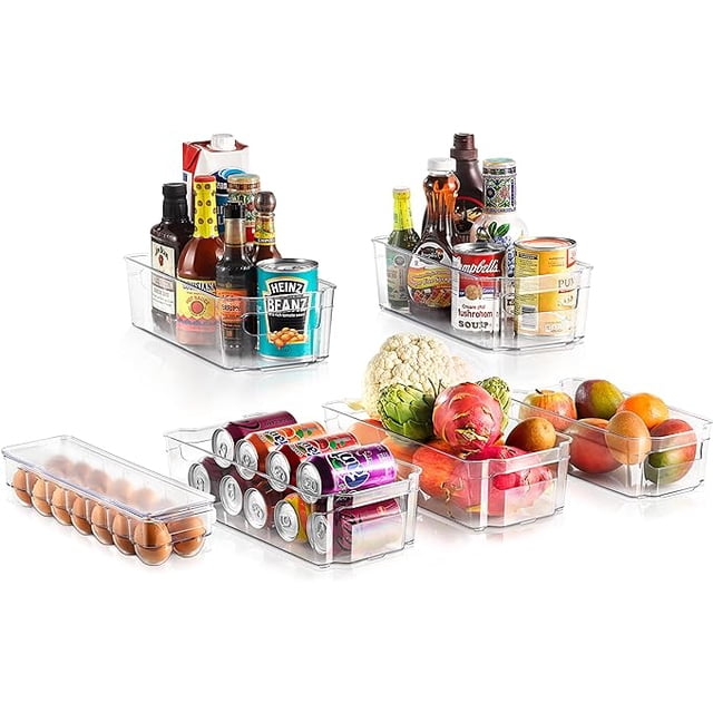 NutriChef, Kitchen Organizers and Storage, Fridge Organizers and Storage, Food Storage Containers, Refrigerator Organizer, Great for Fridge, Egg Storage, Pantry, Cupboard, Kitchen Storage, 6 Bins
