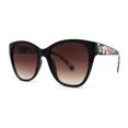 thumbnail image 1 of Timeless Classic Slick Oversize Cat Eye Mod Chic Plastic Sunglasses Black Flower Brown, 1 of 4