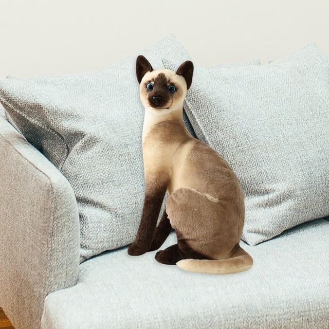 Lovely Cat Plush Toys Stuffed Animal Plush Padding Doll Simulation Siamese Cats StyleD