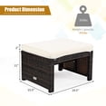 thumbnail image 3 of Costway Lot de 2 Poufs en Rotin pour Patio avec Coussin, Repose-Pieds, Mobilier, Blanc, 3 of 10