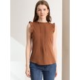 thumbnail image 3 of INSPIRE CHIC Blouse Sans Manches pour Femme, à Volants, Plissée, Blouse CHIC pour le Travail, TP, Brun, 3 of 6