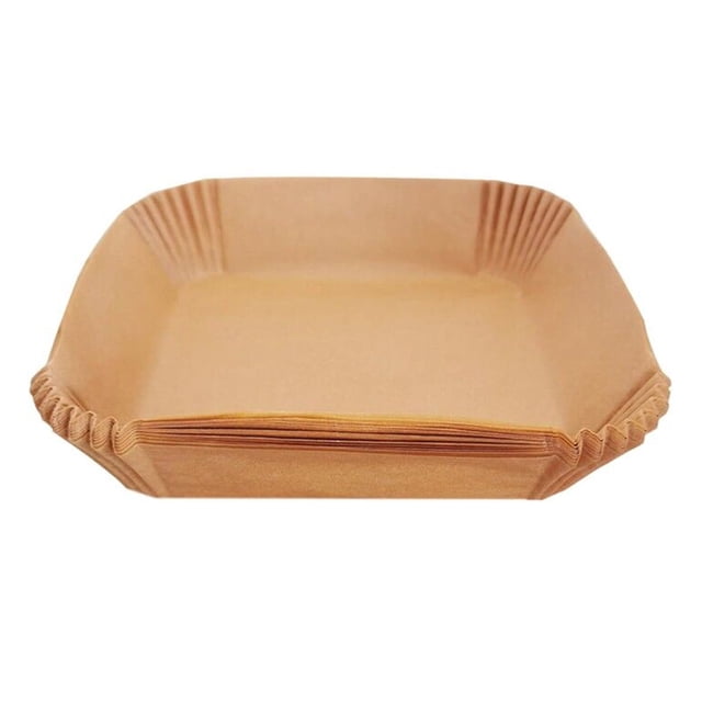 Papier Parchemin, 100/50/30/10 Pcs Doublures Carrées pour Friteuse à Air Chaud Papier Parchemin Jetable, Cuisson Papier Parchemin Antiadhésif pour Friteuse à Air de 2-4 QT Cuisson Rôtissage Micro-Ondes