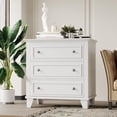 thumbnail image 3 of Commode à 3 Tiroirs, Coffre de Rangement en Bois avec Poignées en Métal Exquises, Petite Armoire de Rangement, Commode au Design Moderne pour Chambre, Salon, Couloir, Entrée, Blanc, 3 of 7