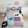 thumbnail image 2 of Erosebridal Ensembles de Couette Cheval Fer à Cheval Taille Tout-Petit, Couettes et Duvets à Rayures Géométriques, Décoration Cowboy, Réversible, 2 Pcs, 2 of 7