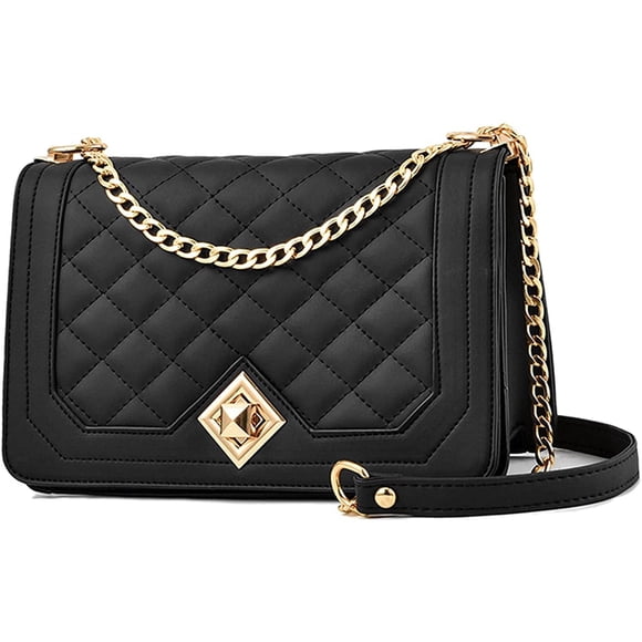 Crossbody Bags for Women Small Handbags PU Leather Shoulder Bag Ladies Quilted Purse Evening Bag Black