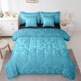 thumbnail image 1 of YST Ensemble de Douillette Damassé Bleu Lac, Literie Baroque Victorienne Antique, Polyester, Format Double (7 Pcs), 1 of 5