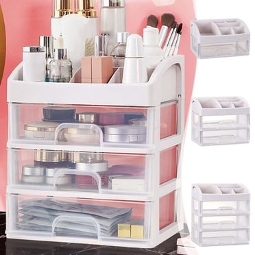 Wzzjkit Makeup Organizer with Drawers, Large Capacity Countertop Organizer for Vanity, Bathroom and Bedroom Desk Cosmetics Organizer for Skin Care, Brushes, Eyeshadow, Lotions, Lipstick, Nail Polish