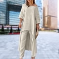 thumbnail image 3 of Ensemble de Survêtement pour Femme à Manches Longues Haut+pantalon en Coton et Lin 2 Pcs, 3 of 9