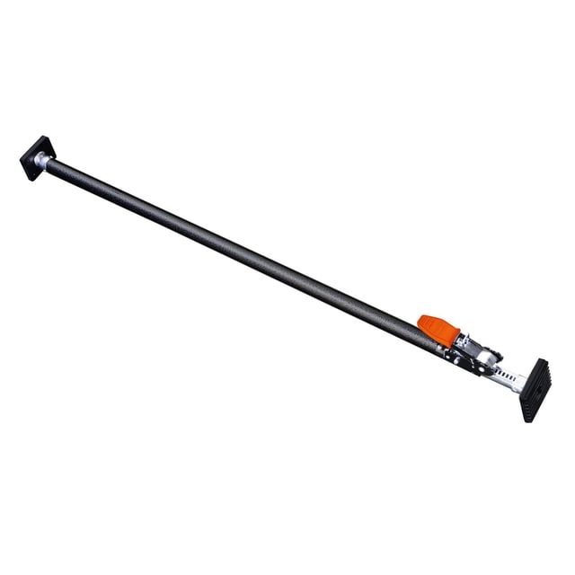 Adjustable Cargo Bar with textured black shaft, silver zinc-plated inner bar, and black rubber pads on both ends. Features an orange ratcheting lever for tightening, ideal for securing cargo in truck beds and SUV rear cargo areas.