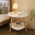 thumbnail image 2 of White White Round Side Table With Two Tier Storage Compact Coffee Table For Small Spaces Living Room Bedroom #66w77, 2 of 6