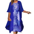 thumbnail image 1 of EGNMCR Robes de Fête pour Femmes Robe d'Été pour Femmes à Manches 3/4 Blouse + Robe Ensemble Deux Pièces Robe Longue Robe Maxi de Plage, 1 of 3