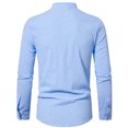 thumbnail image 4 of 2025 New Men's Solid Color Cotton Linen Long Sleeve Shirt, 4 of 5
