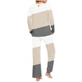 thumbnail image 4 of Yuyuzo Womens Pajama Sets 2 Piece Color Block Long Sleeve Crew Neck Tops Lounge Pants with Pockets, 4 of 6