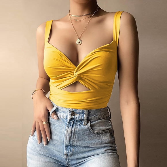 Qertyioot Women Solid Sexy Appliques Sleeveless Pullover Tops Shirts