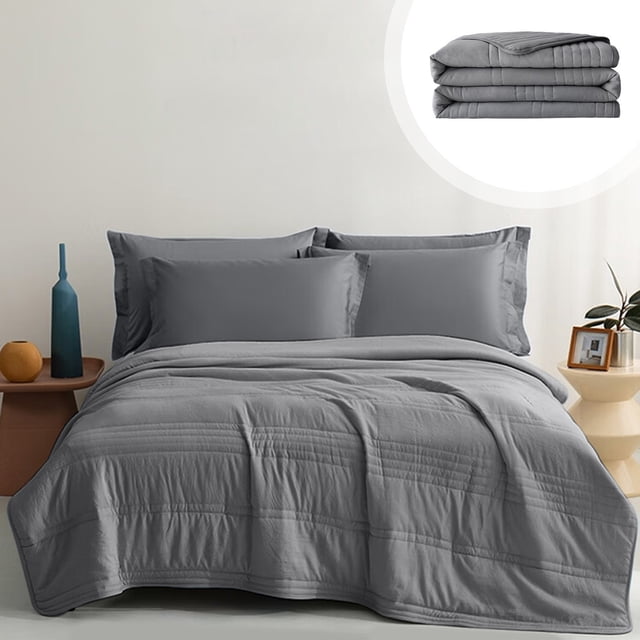 Couette en Fibre de Polyester Lavable de Couleur Unie, Couette d'Été Mince et Fraîche pour Lit Ou Sofa, Bleu Vert Gris