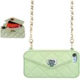 thumbnail image 1 of Wallet Case Compatible with iPhone, Pretty Luxury Bag Design, Purse Flip Card Pouch Cover Soft Silicone Case with Hand Holder Long Shoulder Strap(Light Green,iPhone 12), 1 of 5