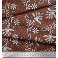 thumbnail image 2 of Soimoi Viscose Chiffon Fabric Leaves & Floral Block Decor Fabric Printed Yard 42 Inch Wide, 2 of 3
