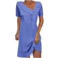 thumbnail image 2 of Liquidation & Promo, Robe Mi-Mollet à Manches Courtes Unie pour Femmes, Robe Mi-Mollet à Manches Courtes Unie Simple et Élégante pour un Usage Quotidien Parfait pour les Voyages, 2 of 8