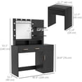 thumbnail image 2 of CoSoTower Illuminated Dressing Table Set, LED Vanity Table Set with Stool, LED Mirror, Drawer and Cabinet Shelves for Bedroom, 2 of 7