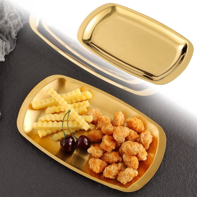 WIFKLSIIPG Barbecue Plate Rectangular Sizzling Platter Plate Stainless Steel Stainless Steel Dinner Plate Pasta Plate Western Food Plate Stainless Steel Food Plate Kitchen Plate Re Usable