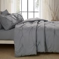 thumbnail image 2 of Marina Decoration Ultra Soft Luxury Fluffy Goose Down Alternative Solid Geometric Pintuck Tufted Bedding Set Pinch Pleated Comforter Set with Ruffled Shams, Grey Color, 2 of 9
