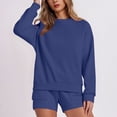 thumbnail image 4 of HAiming Ensemble 2 Pcs pour Femmes Chandail Col Rond Chandails en Molleton et Shorts Surdimensionnés Amples, 4 of 5