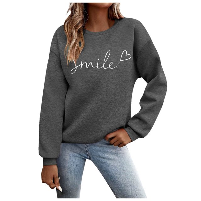 Chandails pour Femmes Automne Superposition Haut Col Rond Chandail à Rayures Manches Longues Hauts Décontractés Tenue de Détente Confortable Chandail Manche Longue Femme Gris P