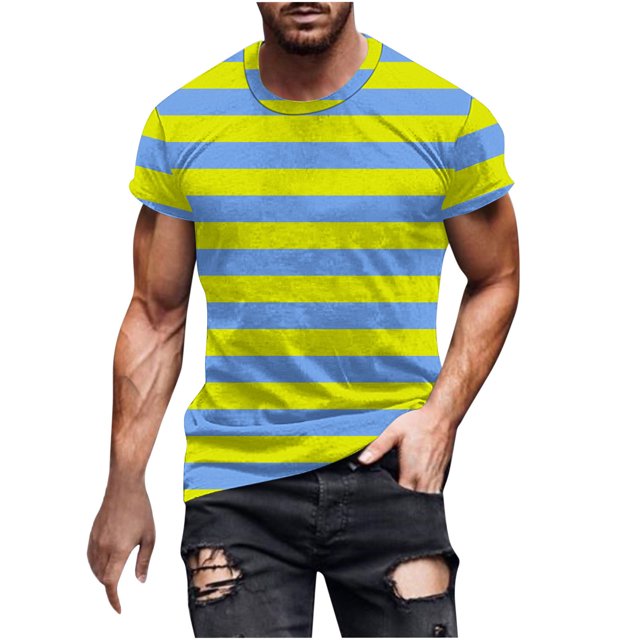 Birdeem Chemises pour Hommes Hommes Imprimé Fallow Col Rond T-Shirt Décontracté Mode Manches Courtes