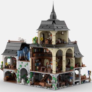MOC-134085 Medieval Town Centre Modular Building Blocks Set Castle MOC Bricks Gift Toys 4658pcs