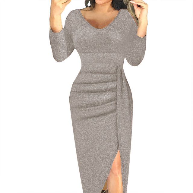 Ketyyh-chn99 Robes de Printemps pour Femmes 2024 Robe de Mariée Robe Maxi Soirée Élégante Robes Formelles Robe de Soirée pour Invitée de Mariage Kaki,TG