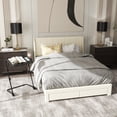 thumbnail image 1 of Homy Casa Upholstered Queen Bed Frame with Portable Bedside Tray Table, 1 of 12