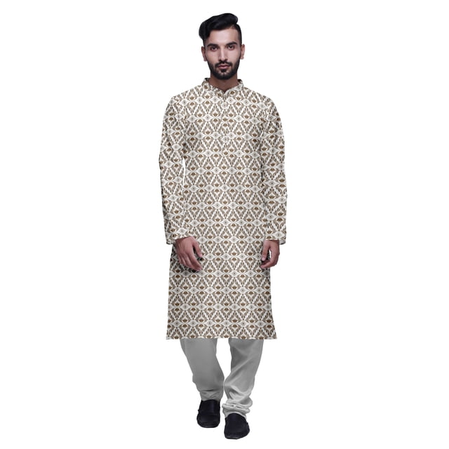 Atasi Ensemble Kurta-Pyjama Long en Coton pour Hommes, Kurta-Pyjama Décontracté de Designer, Vêtements