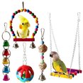 thumbnail image 1 of 5PCS Bird Cage Toy Set Rattan Bird Swing Toy Parrot Hanging Bell Bird Chew Toy, 1 of 10