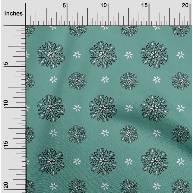 oneOone Cotton Poplin Fabric Floral Block Printed Craft Fabric BTY 56 Inch Wide