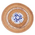 thumbnail image 1 of Rattan Cup Holder Blue White Porcelain Coaster for Basil Cups, 1 of 7