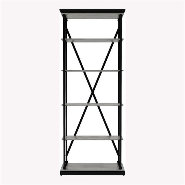 Bowery Hill Industrial Metal 33-Inch Bookcase in Antique Gray