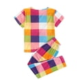 thumbnail image 2 of Innerwin Pajamas Set Plaid Printed Ladies Sleepwear Home Color Block Basic Nightwear Color Square S, 2 of 4