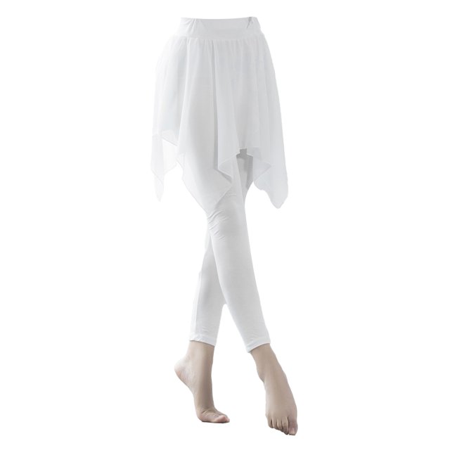 Leggings 2-en-1 pour Femmes Jupe en Mousseline Modal Douce Asymétrique Ajustée Danse