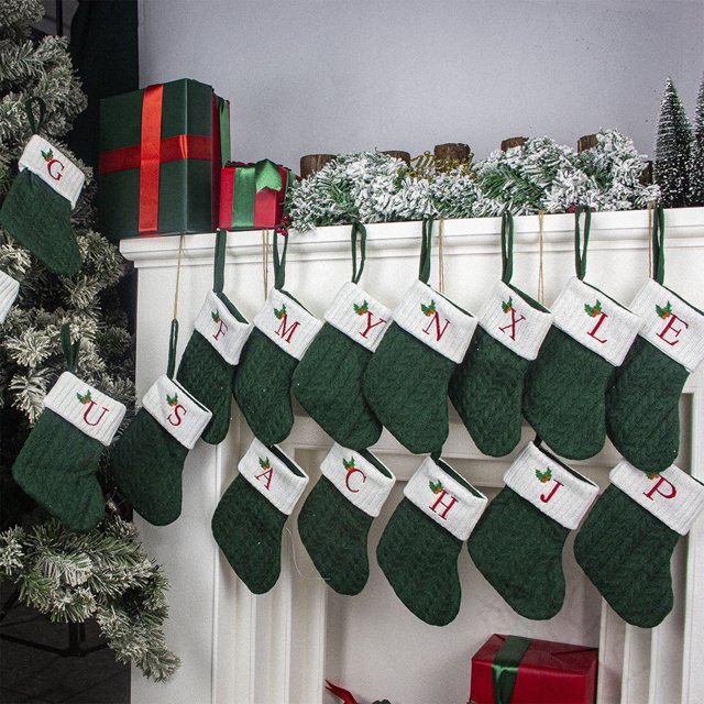 Vaidha Christmas Large Letters Christmas Stockings Cute Striped Christmas Tree Pendant Holiday Decorations
