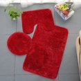 thumbnail image 2 of 3 Pieces Shaggy Bath Mat Set,Soft Absorbent Plush Microfiber Bathroom Rugs,Non Slip Bath Rugs Tie Dye Plush Bathroom Rugs Sets,U Shaped Toilet Contour Matm,Bath Rug,Toilet Lid Cover Mat with Rubber, 2 of 7