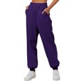 thumbnail image 1 of Innerwin Jogger Pants With Pockets Women Trousers Sports Solid Color Lounge Sweatpants Purple M, 1 of 2