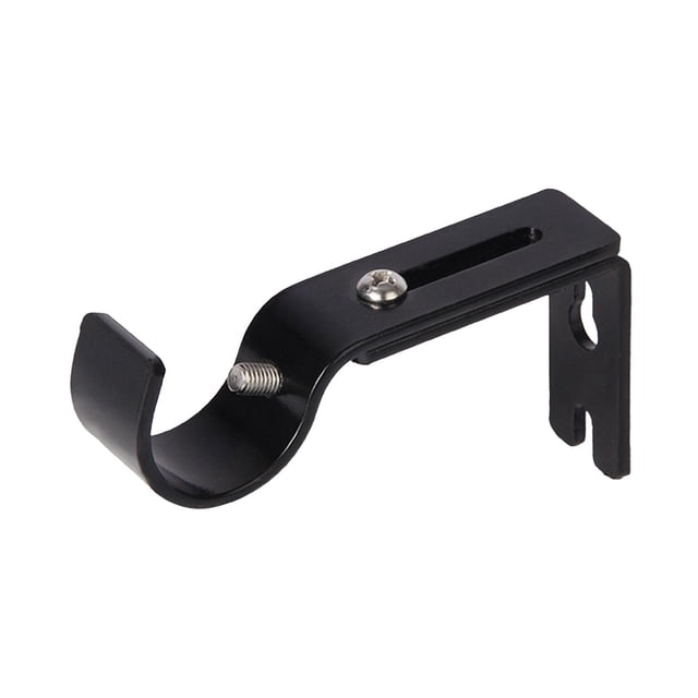 Clearance! Adjustable Curtain Rod Brackets 1 Pack Heavy Duty Drapery Rod Holders Hardware Window Curtain Rod Support Hanger for 1 Inch Rod with Installation Screws (Black) One Size Black