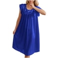 thumbnail image 2 of Sakmal Robes Moomoo Rafraîchissantes pour Femmes Longueur Genou Mignonne Combinaison Bleue Robe Mumu Manches Courtes Chemises de Nuit Florales pour Femmes, 2 of 9