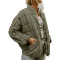 thumbnail image 1 of ITFABS Women Stand Collar Long Sleeve Solid Color Full Zip Quilted Jackets, 1 of 6