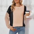 thumbnail image 2 of HUITKMM Tshirts 2024 Autumn and Winter Color Contrast Long Sleeve Loose Thread Stitching T Shirt, 2 of 9