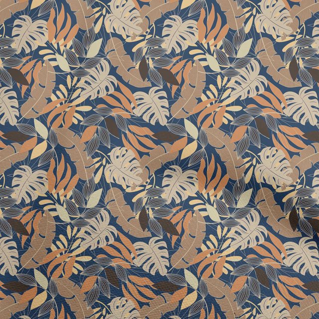 oneOone Polyester Spandex Navy Blue Fabric Tropical Craft Projects Decor Fabric Printed By The Yard 56 Inch Wide