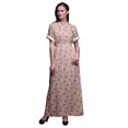 thumbnail image 1 of Bimba Robe Longue Imprimée en Rayonne à Bourgeons et Lotus, Taille Smockée, Fente Latérale, pour Femme - Petit, 1 of 6