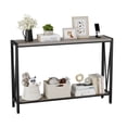 thumbnail image 1 of BeesClover 2 Tier Console Table with Storage Shelf, 43 Inch Narrow Sofa Table, Industrial Hallway Entryway Table with Metal Frame, v-Shaped Support, Adjustable Feet for Living Room Bedroom, 1 of 8